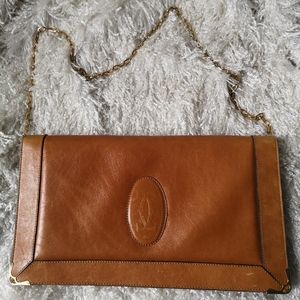 Auth Cartier clutche bag leather